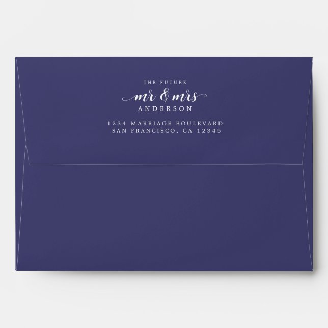 Future Mr Mrs Navy Blue Return Address Envelope (Back (Top Flap))