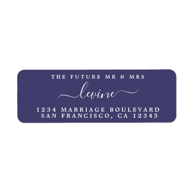 Future Mr Mrs Navy Blue Wedding Return Address Label (Front)