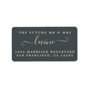 Future Mr Mrs Off-Black Wedding Return Address Label