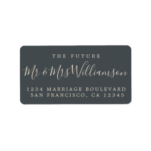 Future Mr Mrs Off-Black Wedding Return Address Label