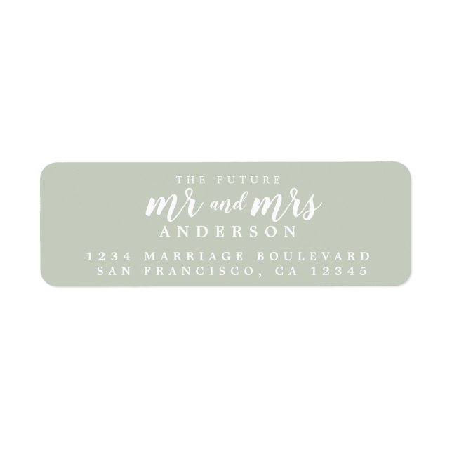 Future Mr Mrs Pastel Green Wedding Return Address Label (Front)