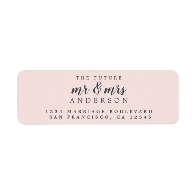 Future Mr Mrs Pastel Pink Wedding  Return Address Label (Front)