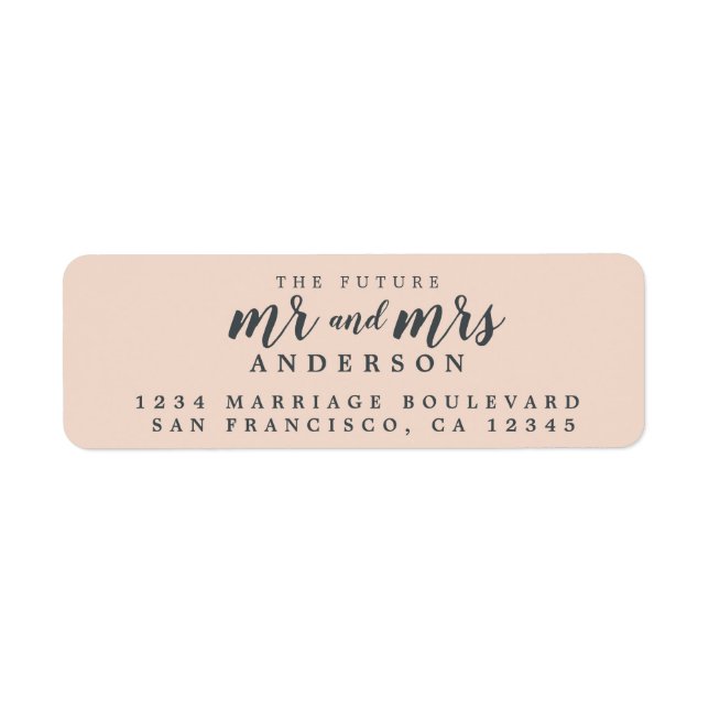Future Mr Mrs Pastel Pink Wedding Return Address Label (Front)