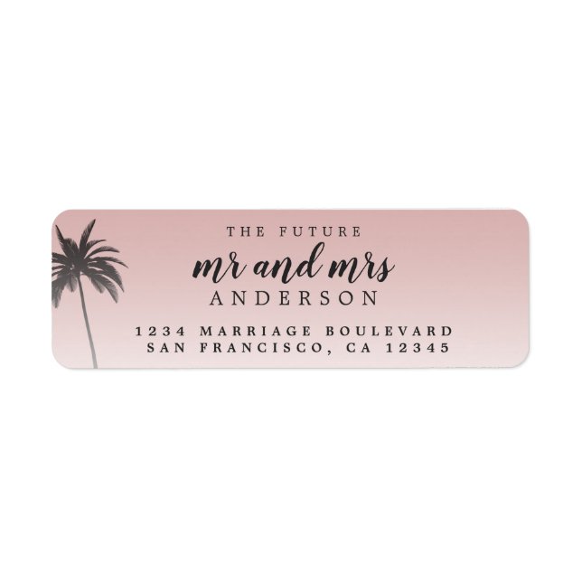 Future Mr Mrs Pink Beach Wedding Return Address Label (Front)
