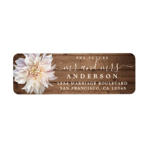 Future Mr Mrs Pink Dahlia Flower Return Address Return Address Label