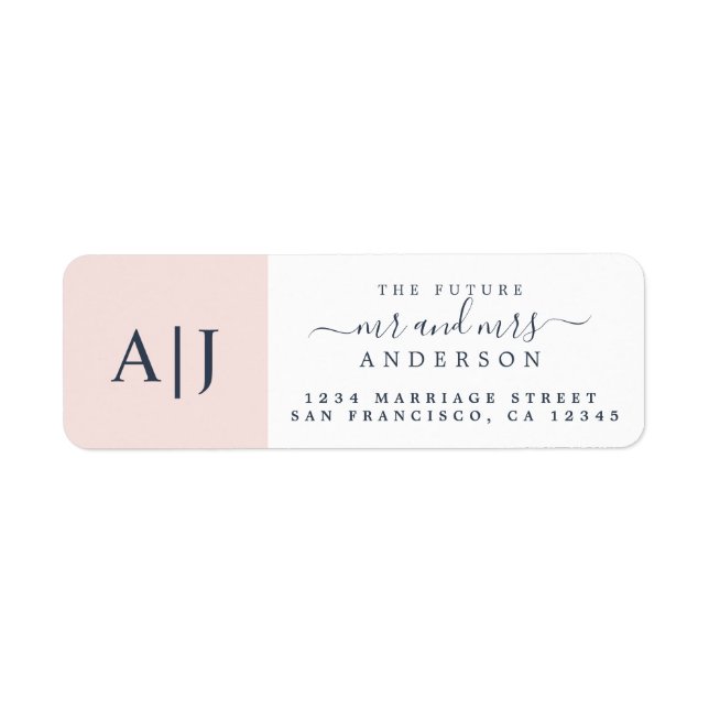 Future Mr Mrs Pink Monogram Wedding Return Address Label (Front)