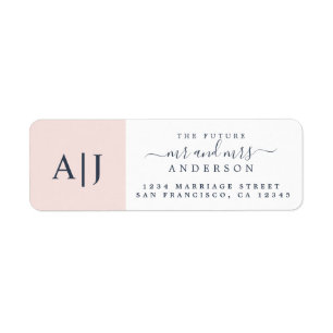 Future Mr Mrs Pink Monogram Wedding Return Address Return Address Label