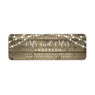 Future Mr Mrs Rustic Lights Wedding Return Address Label
