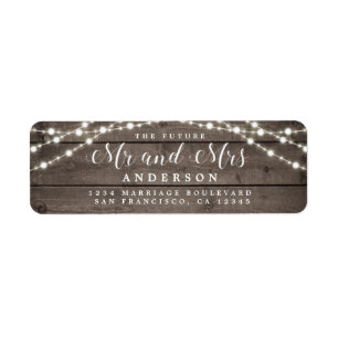 Future Mr Mrs Rustic Lights Wedding Return Address Return Address Label