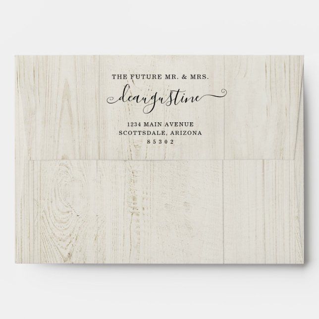 Future Mr. & Mrs. Rustic Wood Background Envelope (Back (Top Flap))