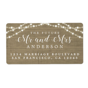 Future Mr Mrs Rustic Wood Lights Wedding Address L