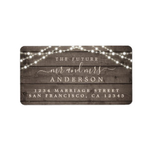 Future Mr Mrs Rustic Wood Lights Wedding Address Label