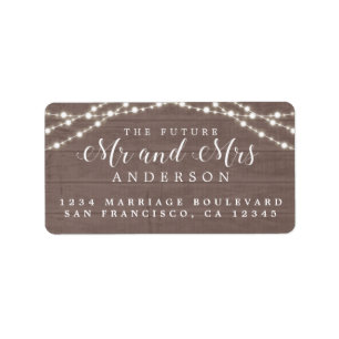 Future Mr Mrs Rustic Wood Lights Wedding Address Label
