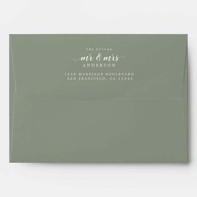Future Mr Mrs Sage Green Return Address Envelope (Back (Top Flap))