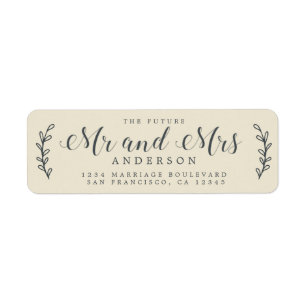 Future Mr Mrs Script Antique White Return Address Label