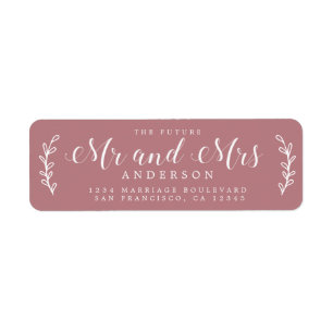 Future Mr Mrs Script Dusty Rose Return Address Label
