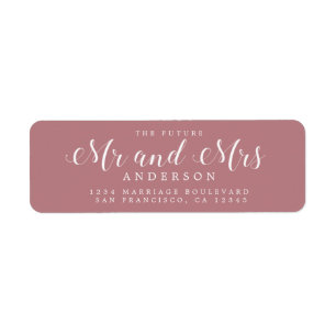  Future Mr Mrs Script Dusty Rose Return Address Label
