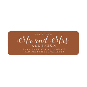  Future Mr Mrs Script TerraCotta Return Address Label