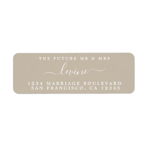 Future Mr Mrs Shiitake Gray Wedding Return Address Label