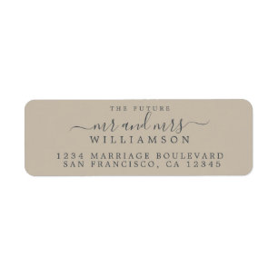 Future Mr Mrs Shiitake Grey Wedding Return Address Label