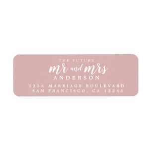 Future Mr Mrs Silver Pink Wedding Return Address Label