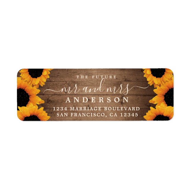 Future Mr Mrs Sunflower Wedding Return Address Label (Front)
