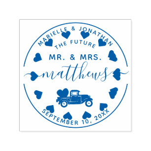 Future Mr & Mrs Vintage Truck 8 L Return Address Self-inking Stamp
