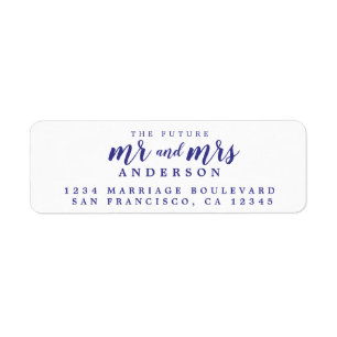 Future Mr Mrs Violet Ink Script Return Address Label