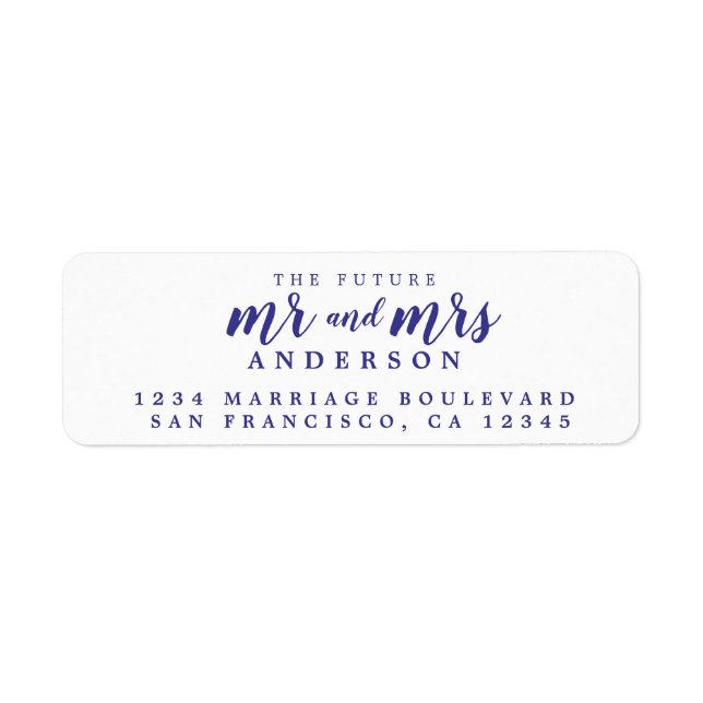 Future Mr Mrs Violet Ink Script Return Address Label (Front)