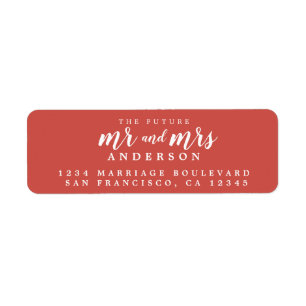 Future Mr Mrs Warm Red Wedding Return Address Label