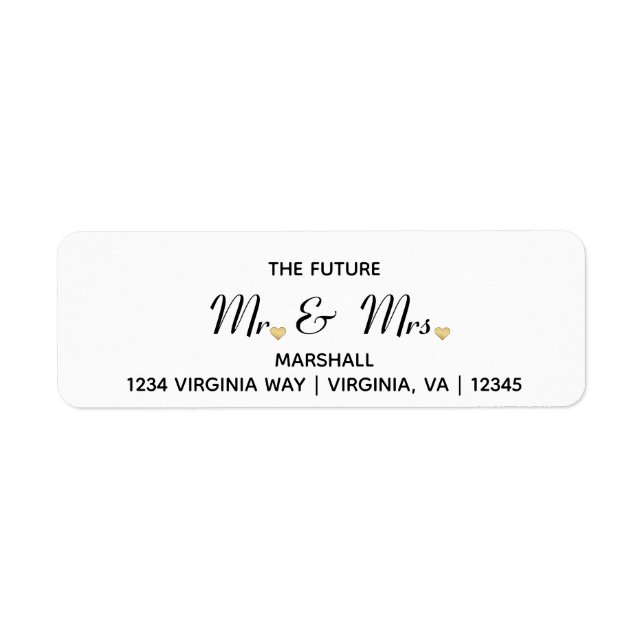 Future Mr & Mrs Wedding Address Return Label (Front)