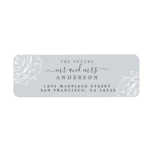 Future Mr Mrs White Floral Wedding Return Address Label