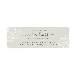 Future Mr Mrs White Floral Wedding Return Address Label