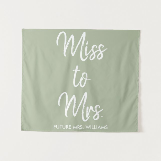 Future Mrs Backdrop Sage Bridal Shower Photo Booth Tapestry (Front (Horizontal))