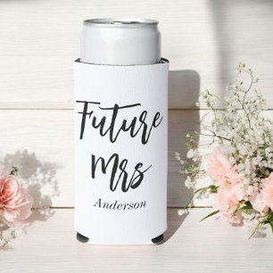 Future Mrs Black White Bachelorette Seltzer Can Cooler