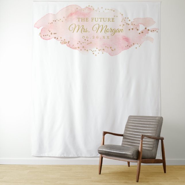 Future Mrs Blush Bridal Shower Backdrop Photo Prop Tapestry (In Situ)