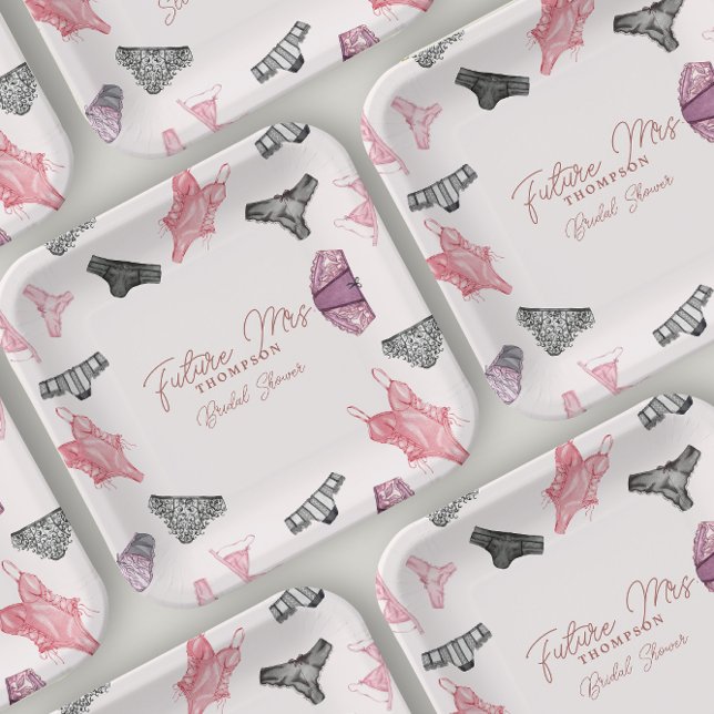 Future Mrs Blush Lingerie Blush Bridal Shower Paper Plate (Creator Uploaded)