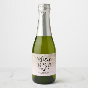 Future Mrs. Blush Pink and Gold Bridal Shower Cham Sparkling Wine Label