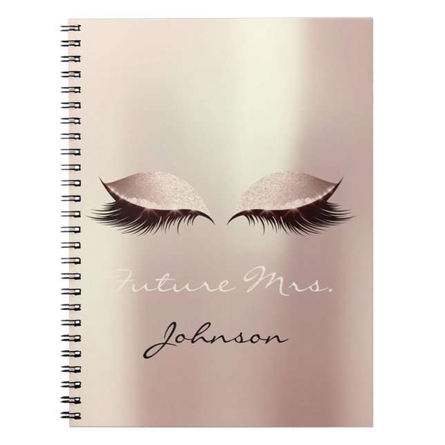 Future Mrs Bridal Pink Makeup Glitter Name Sparkle Notebook (Front)