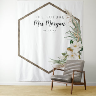 Future Mrs Bridal Shower Backdrop Bohemian Wreath Tapestry