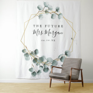 Future Mrs Bridal Shower Backdrop Greenery Tapestry