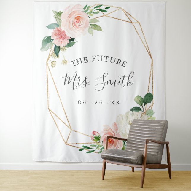 Future Mrs Bridal Shower Backdrop Photo Booth Tapestry (In Situ)