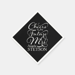 Future Mrs Bridal Shower Black White Napkin