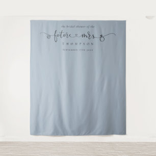 Future Mrs Bridal Shower Dusty Blue Photo Backdrop Tapestry