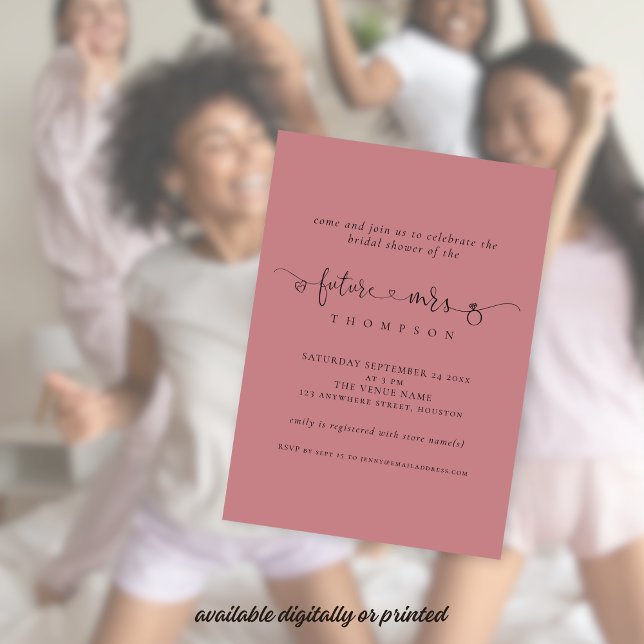 Future Mrs Bridal Shower Dusty Rose Pink Invitation (Available digitally or printed)