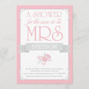 Future Mrs Bridal Shower Invite   Blush Pink Grey