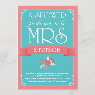 Future Mrs Bridal Shower Invite   Turquoise Coral