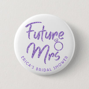 Future Mrs Bridal Shower Violet Glitter Button