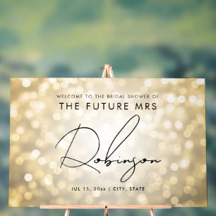 FUTURE MRS Bridal Shower Welcome Gold Lights Acrylic Sign