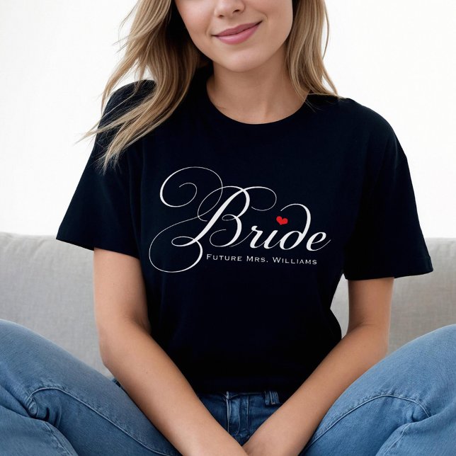Future Mrs. Bride Black Custom Script Wedding T-Shirt (Creator Uploaded)